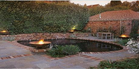 stone patio around pool 