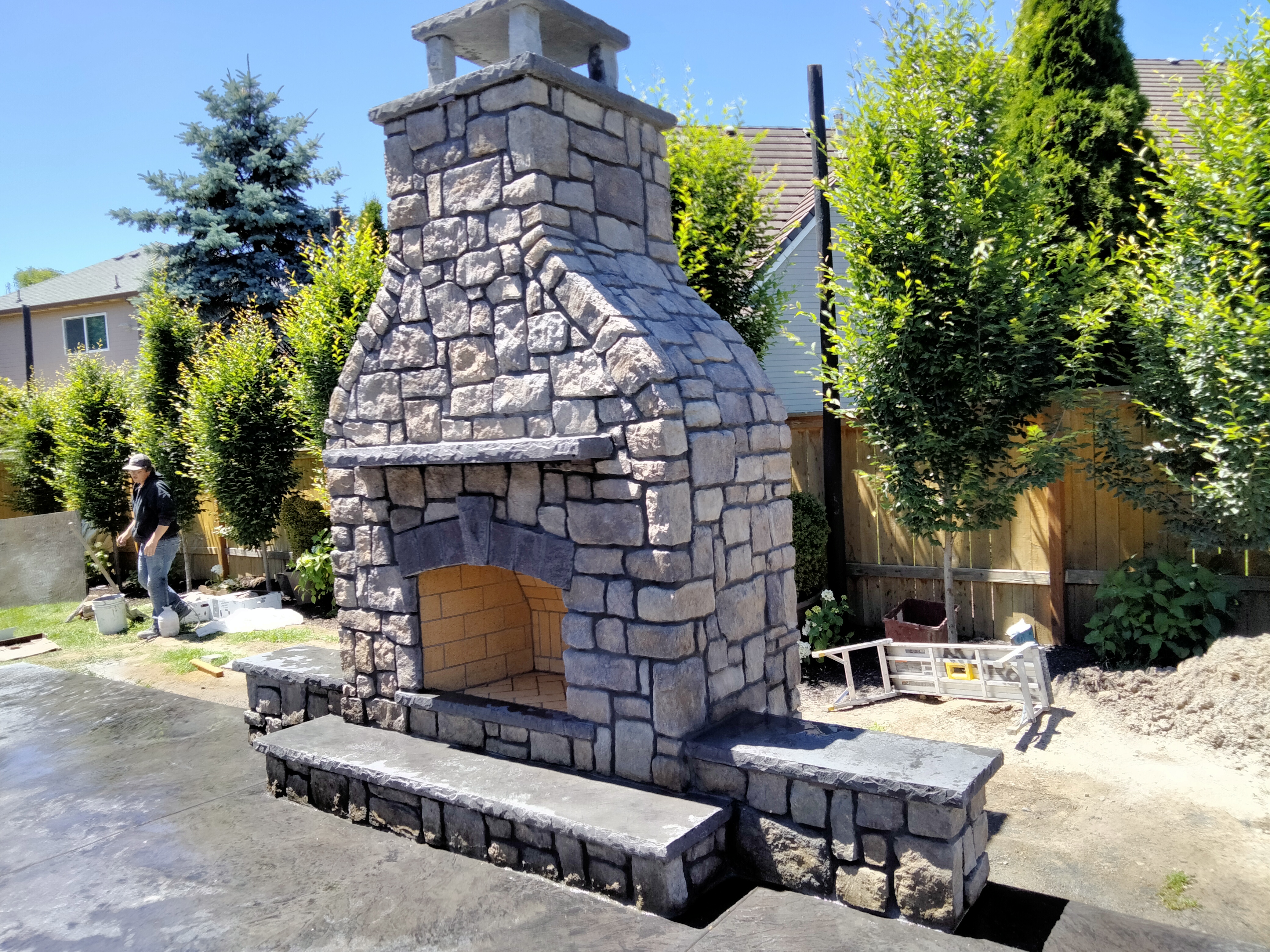 Stone fireplace 